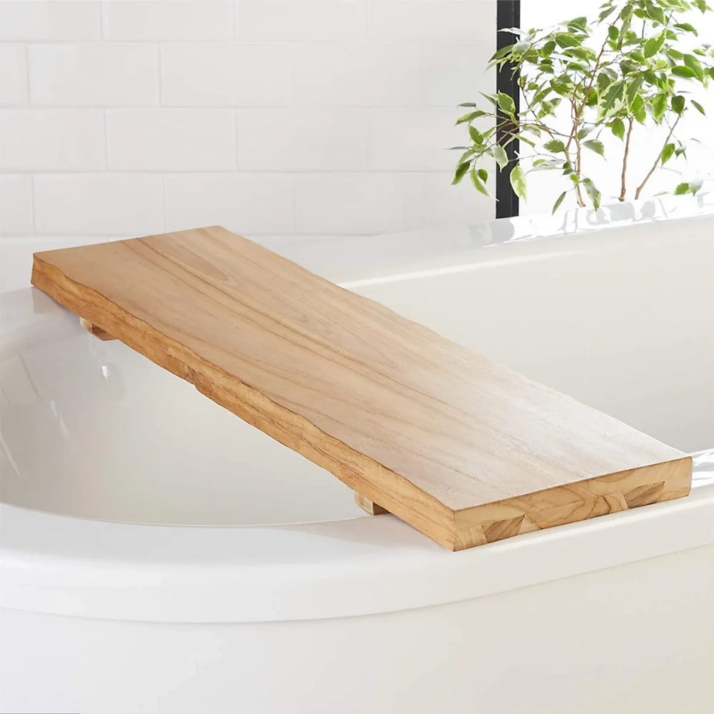 CB2 - live edge wood bath caddy
